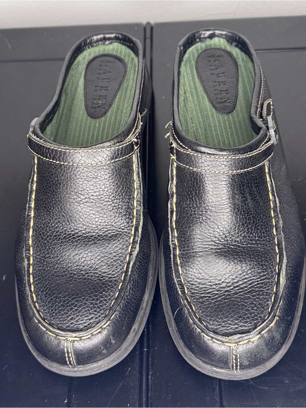 Ralph Lauren Black Leather Slip-On Loafers